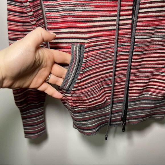 Missoni Women's Red & Black Y2K stripes wool blend zip up hoodie jacket in US 2 - Picture 3 of 6